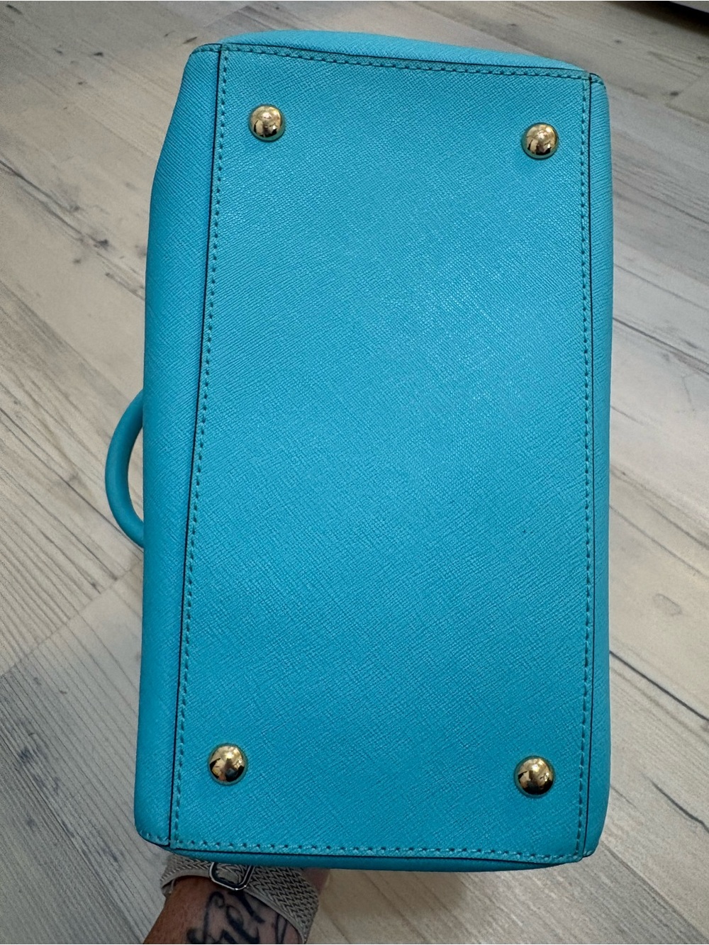 Bright Blue Michael Kors Medium Leather Satchel - Picture 8 of 9